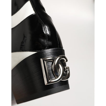 Dolce & Gabbana Black White Zebra Over The Calf Boots Shoes Dolce & Gabbana