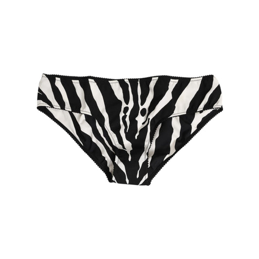 Dolce & Gabbana Black White Zebra Print Slip Briefs Underwear