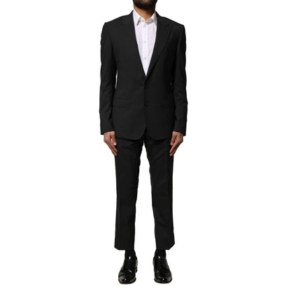 Dolce & Gabbana Black Wool 2 Piece Single Breasted Suit Dolce & Gabbana