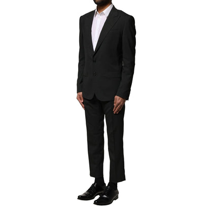 Dolce & Gabbana Black Wool 2 Piece Single Breasted Suit Dolce & Gabbana