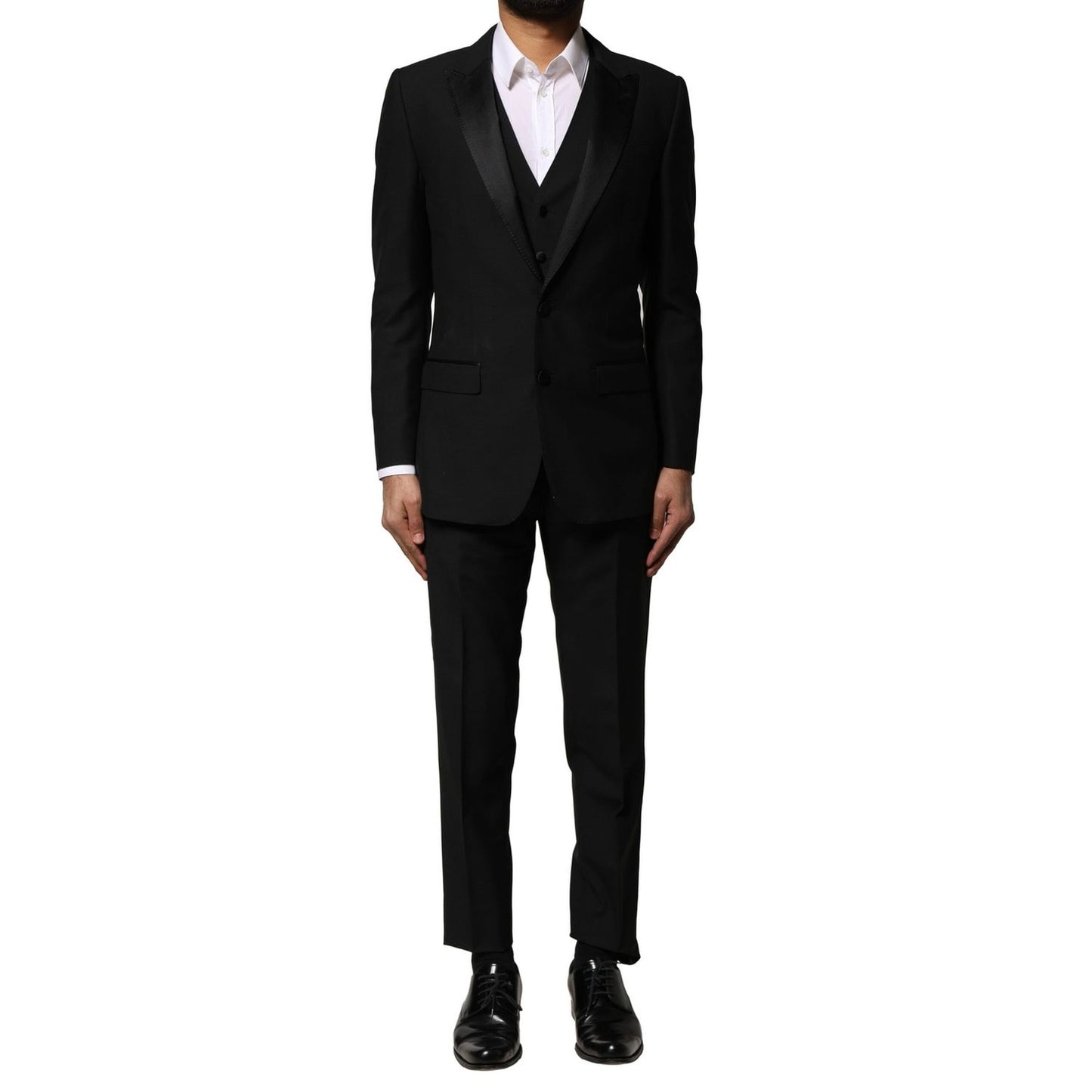 Dolce & Gabbana Black Wool 3 Piece Single Breasted Suit Dolce & Gabbana