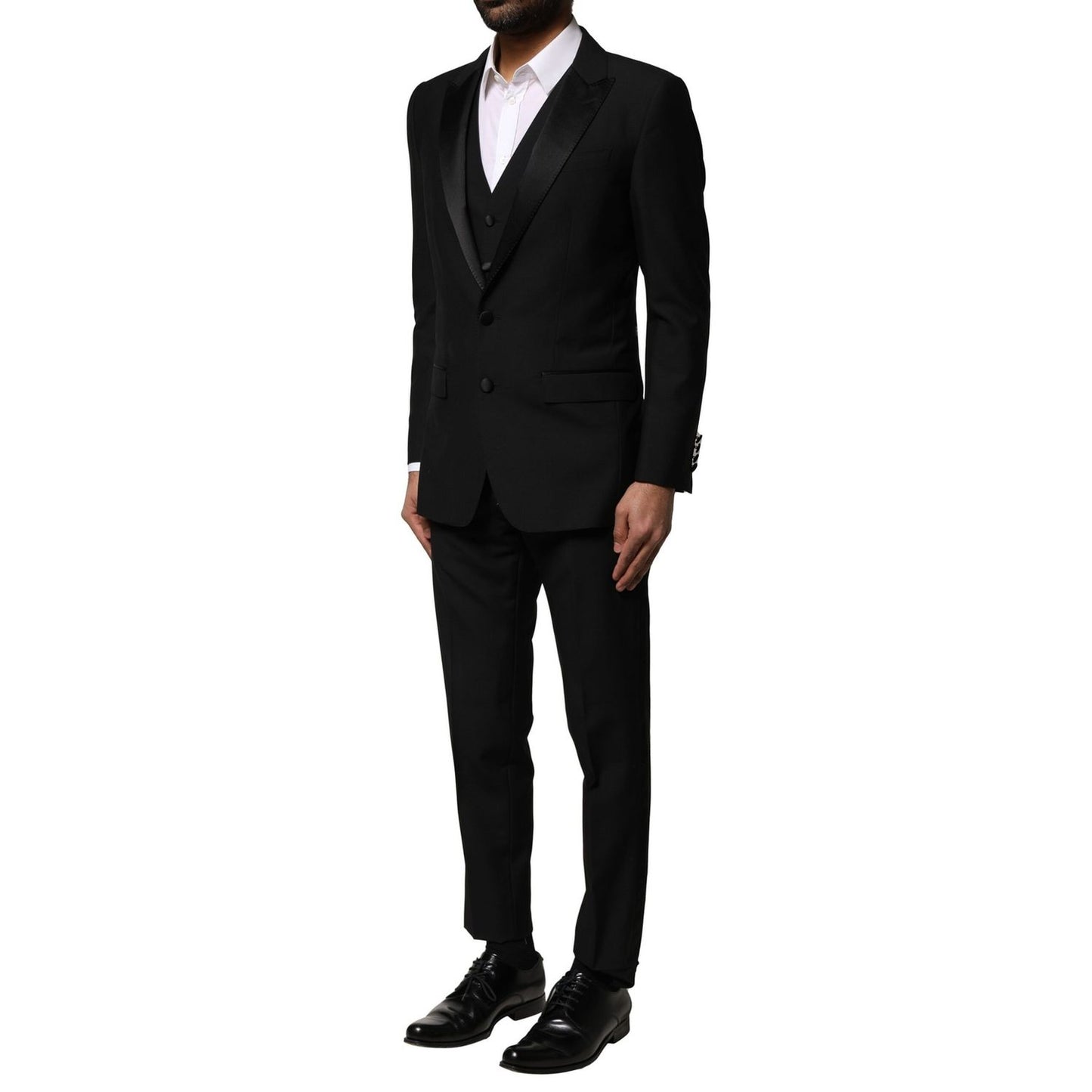 Dolce & Gabbana Black Wool 3 Piece Single Breasted Suit Dolce & Gabbana