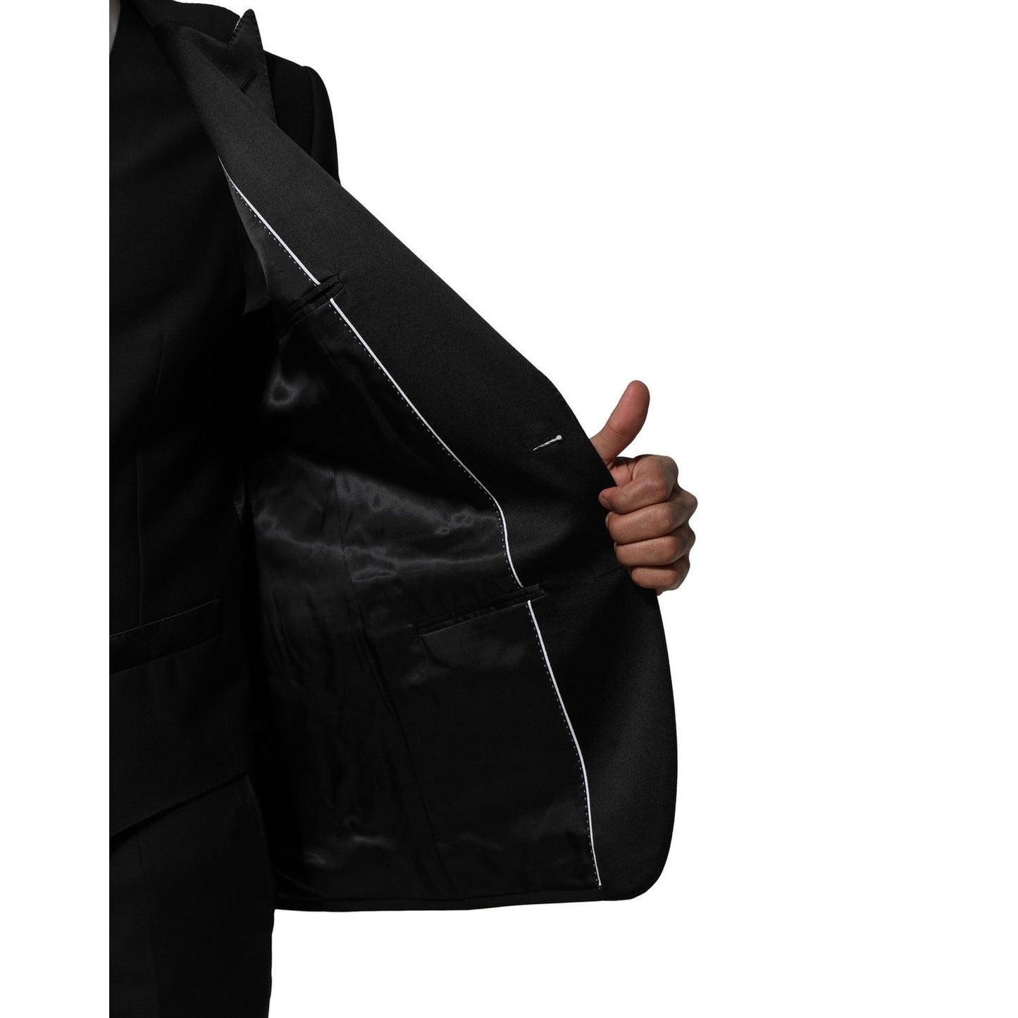 Dolce & Gabbana Black Wool 3 Piece Single Breasted Suit Dolce & Gabbana