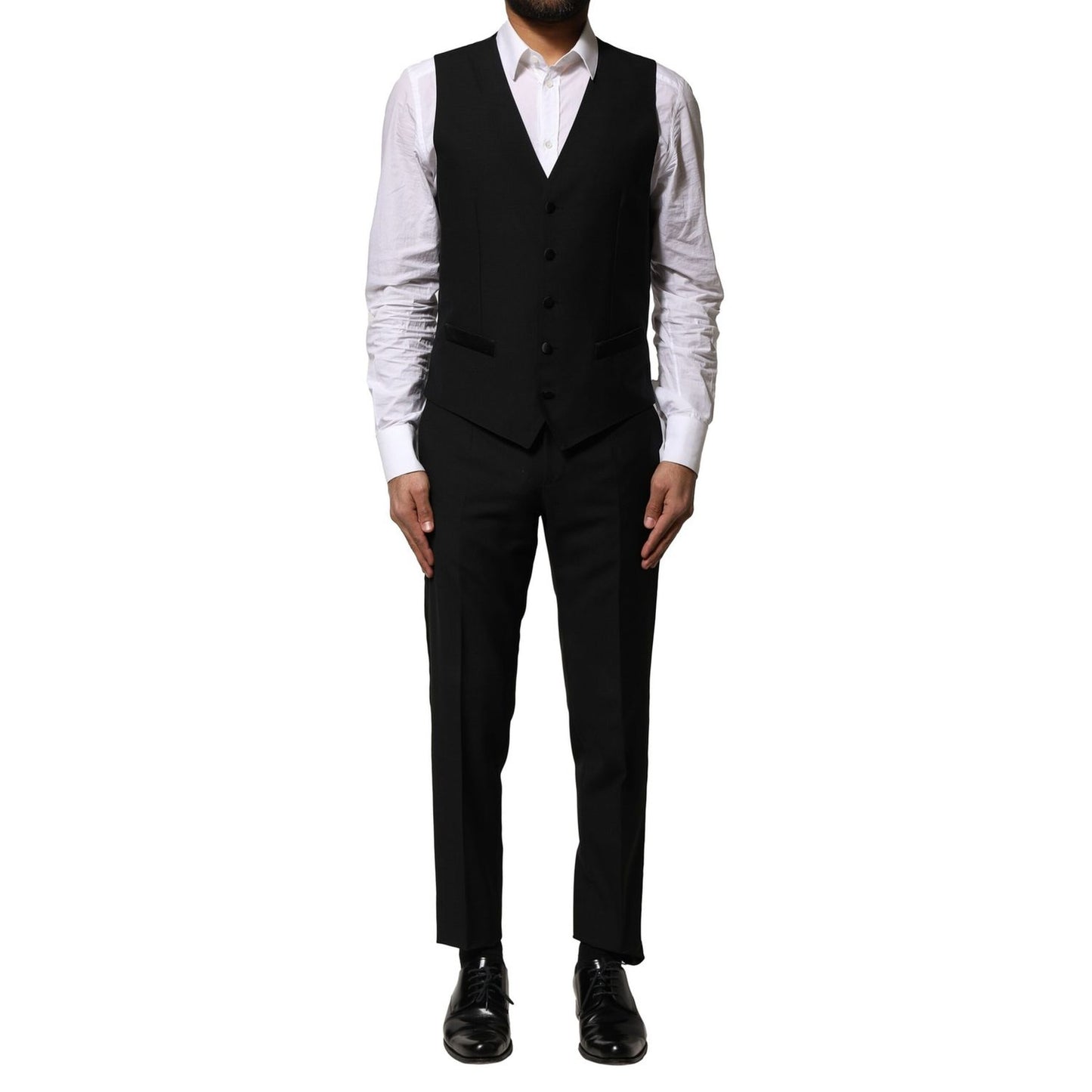 Dolce & Gabbana Black Wool 3 Piece Single Breasted Suit Dolce & Gabbana