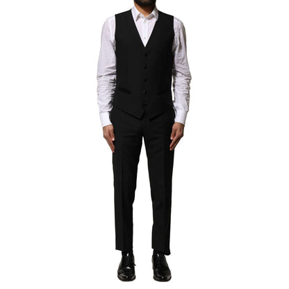 Dolce & Gabbana Black Wool 3 Piece Single Breasted Suit Dolce & Gabbana