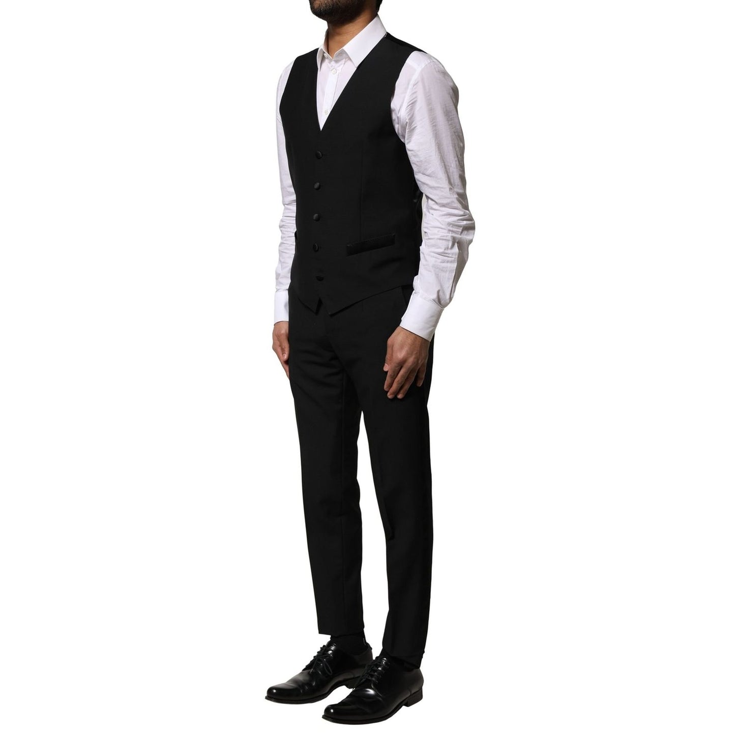 Dolce & Gabbana Black Wool 3 Piece Single Breasted Suit Dolce & Gabbana