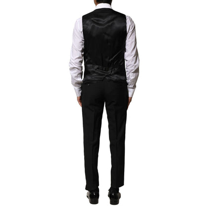 Dolce & Gabbana Black Wool 3 Piece Single Breasted Suit Dolce & Gabbana
