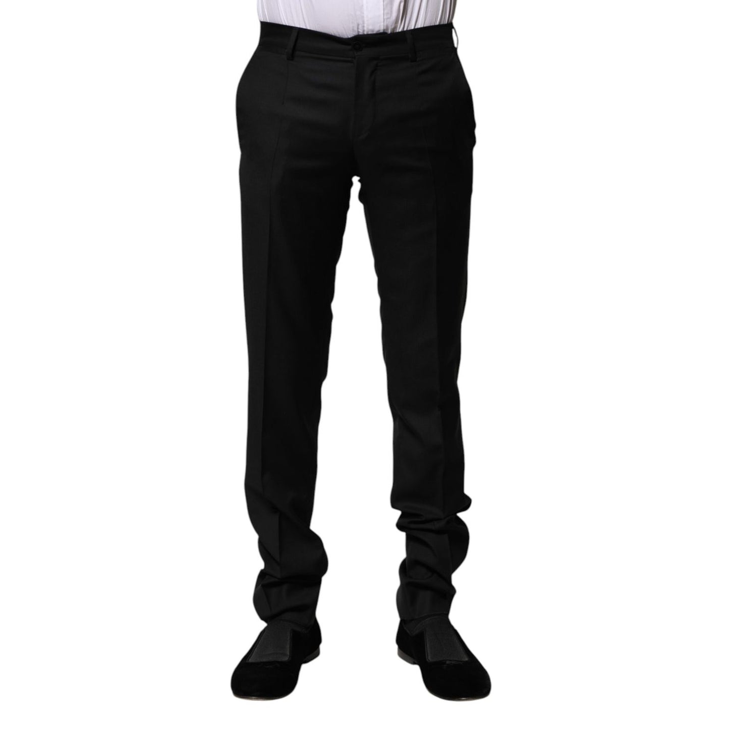 Dolce & Gabbana Black Wool Formal Men Slim Pants Dolce & Gabbana