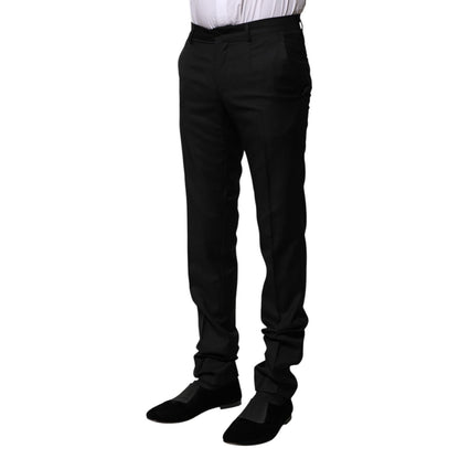 Dolce & Gabbana Black Wool Formal Men Slim Pants Dolce & Gabbana