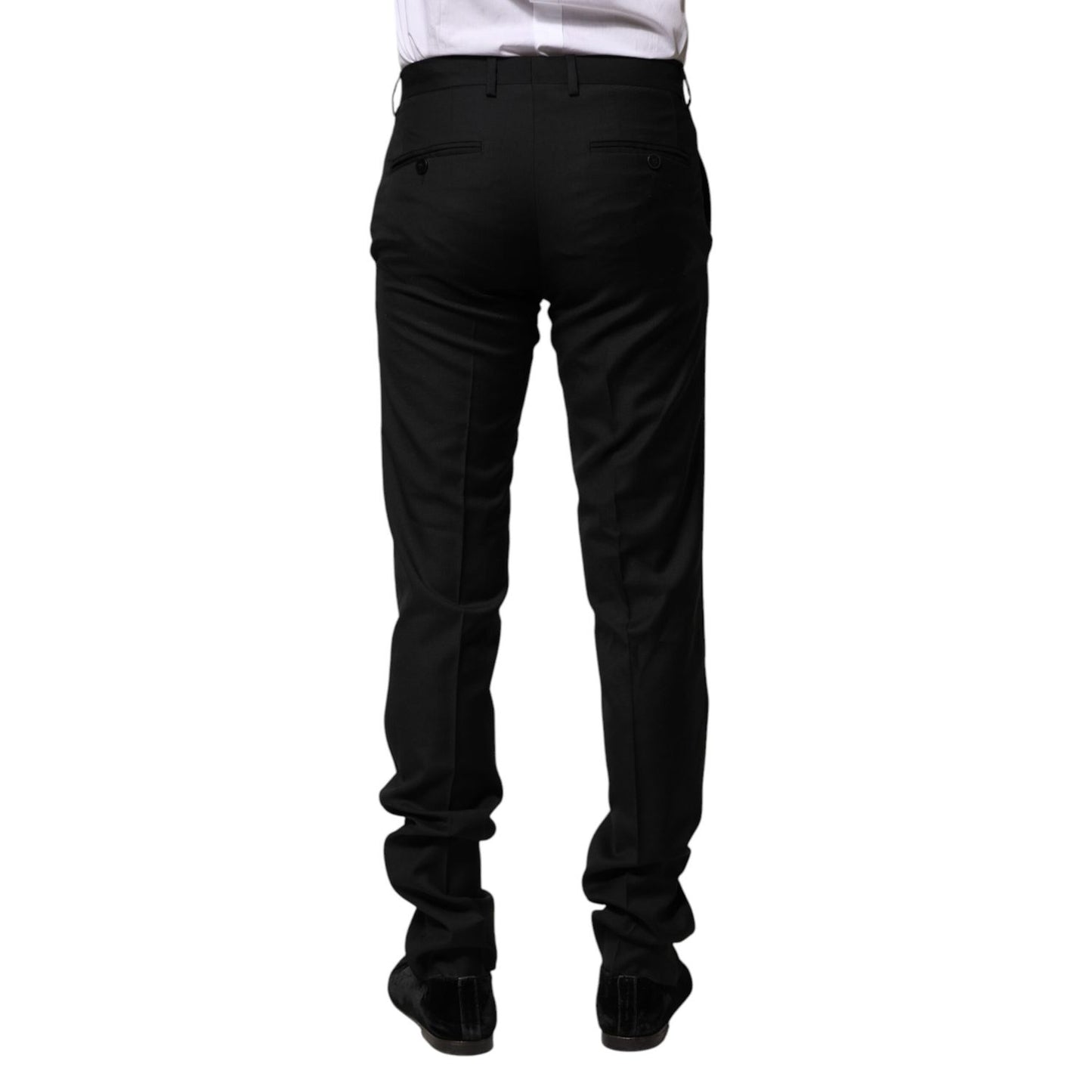 Dolce & Gabbana Black Wool Formal Men Slim Pants Dolce & Gabbana