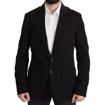 Dolce & Gabbana Black Wool Single Breasted Coat Blazer Dolce & Gabbana