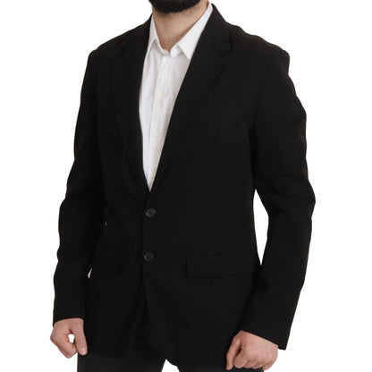 Dolce & Gabbana Black Wool Single Breasted Coat Blazer Dolce & Gabbana