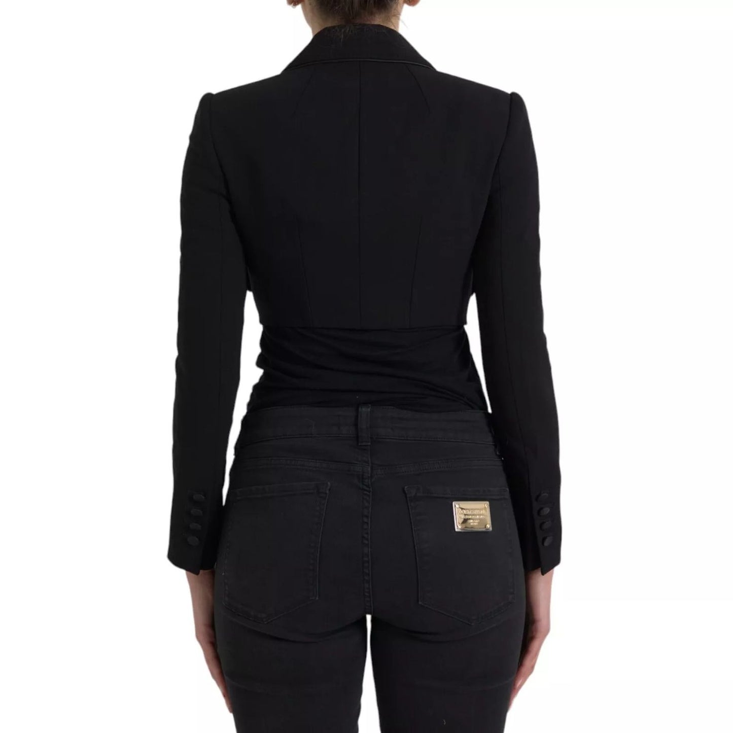 Dolce & Gabbana Black Wool Single Breasted Cropped Jacket