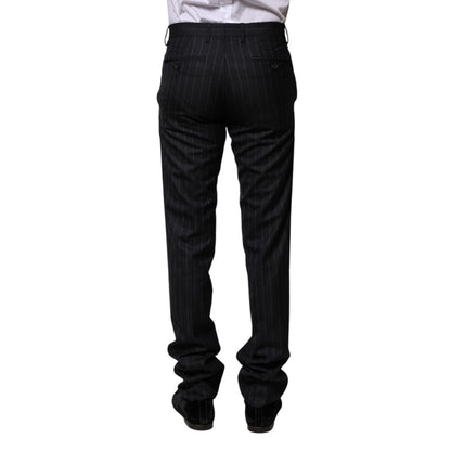 Dolce & Gabbana Black Wool Striped Formal Pants Dolce & Gabbana