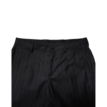 Dolce & Gabbana Black Wool Striped Formal Pants Dolce & Gabbana
