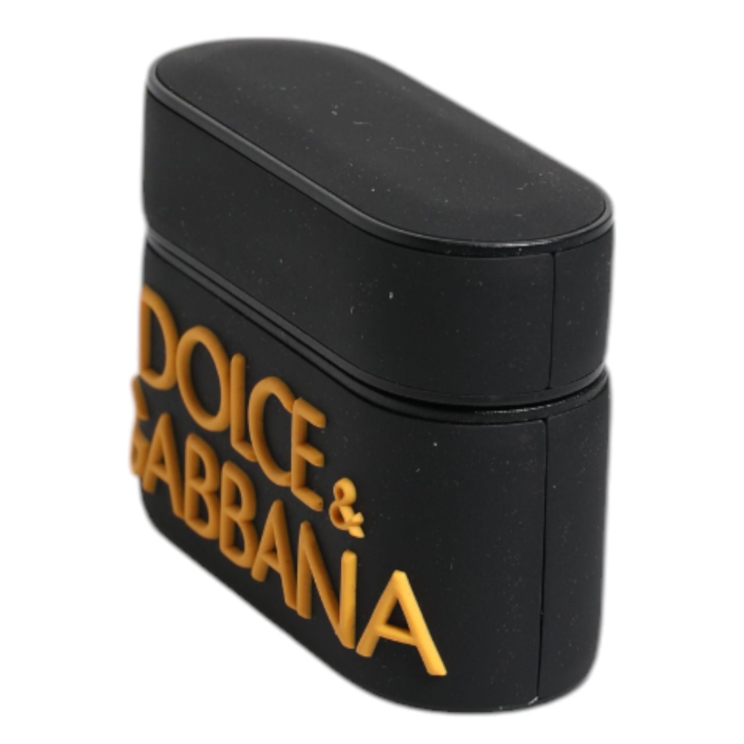 Dolce & Gabbana Black Yellow Silicone Embossed Logo Airpods Case