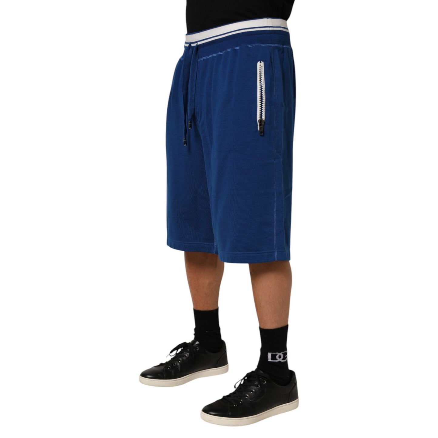 Dolce & Gabbana Blue Cotton Blend Bermuda Sweatpants Shorts Dolce & Gabbana