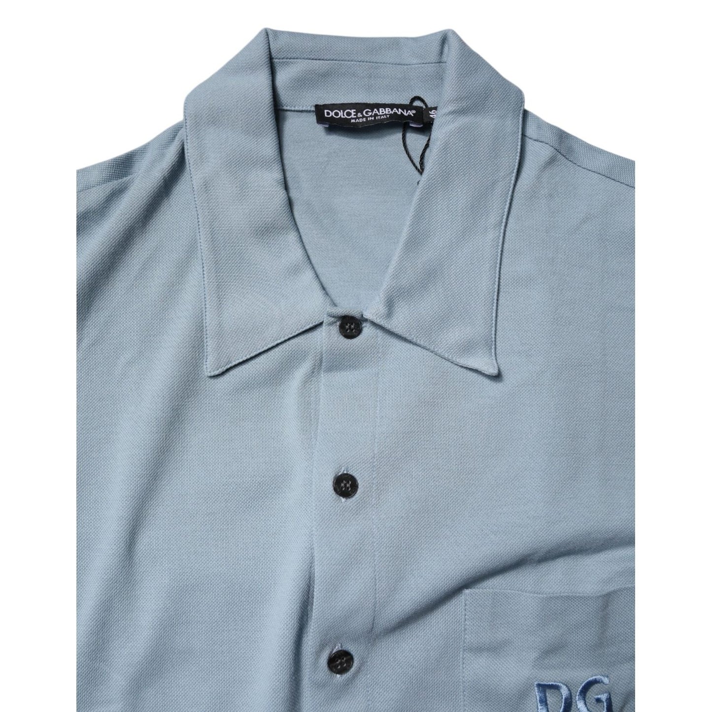 Dolce & Gabbana Blue Cotton Button Down Casual Men Polo Shirt Dolce & Gabbana