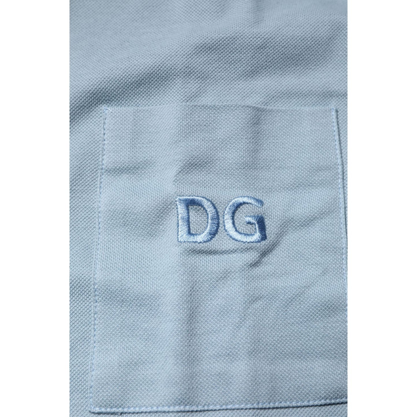 Dolce & Gabbana Blue Cotton Button Down Casual Men Polo Shirt Dolce & Gabbana