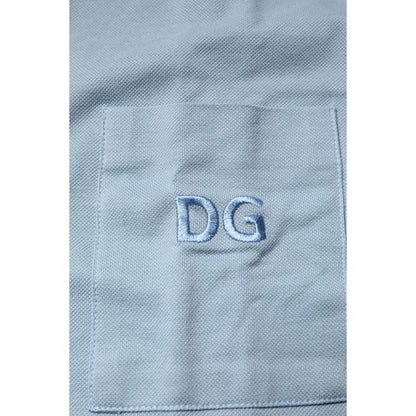 Dolce & Gabbana Blue Cotton Button Down Casual Men Polo Shirt Dolce & Gabbana
