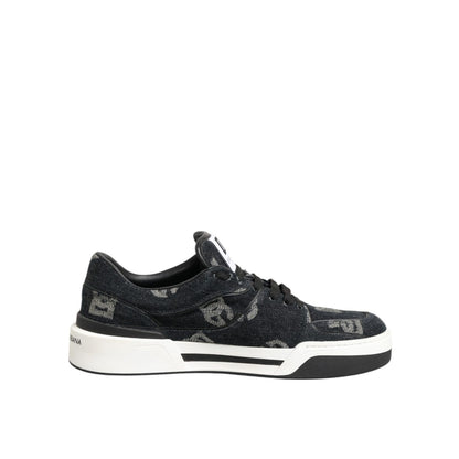 Dolce & Gabbana Blue Cotton Denim Logo Low Top Sneakers Shoes Dolce & Gabbana