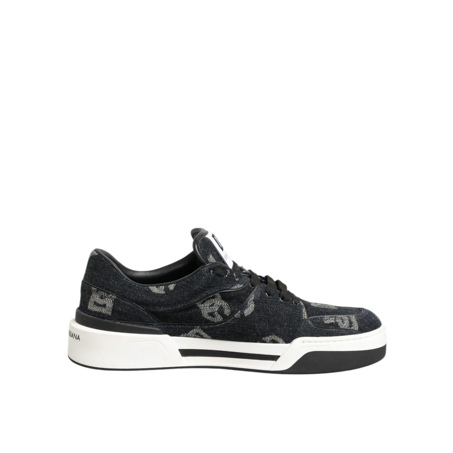 Dolce & Gabbana Blue Cotton Denim Logo Low Top Sneakers Shoes Dolce & Gabbana
