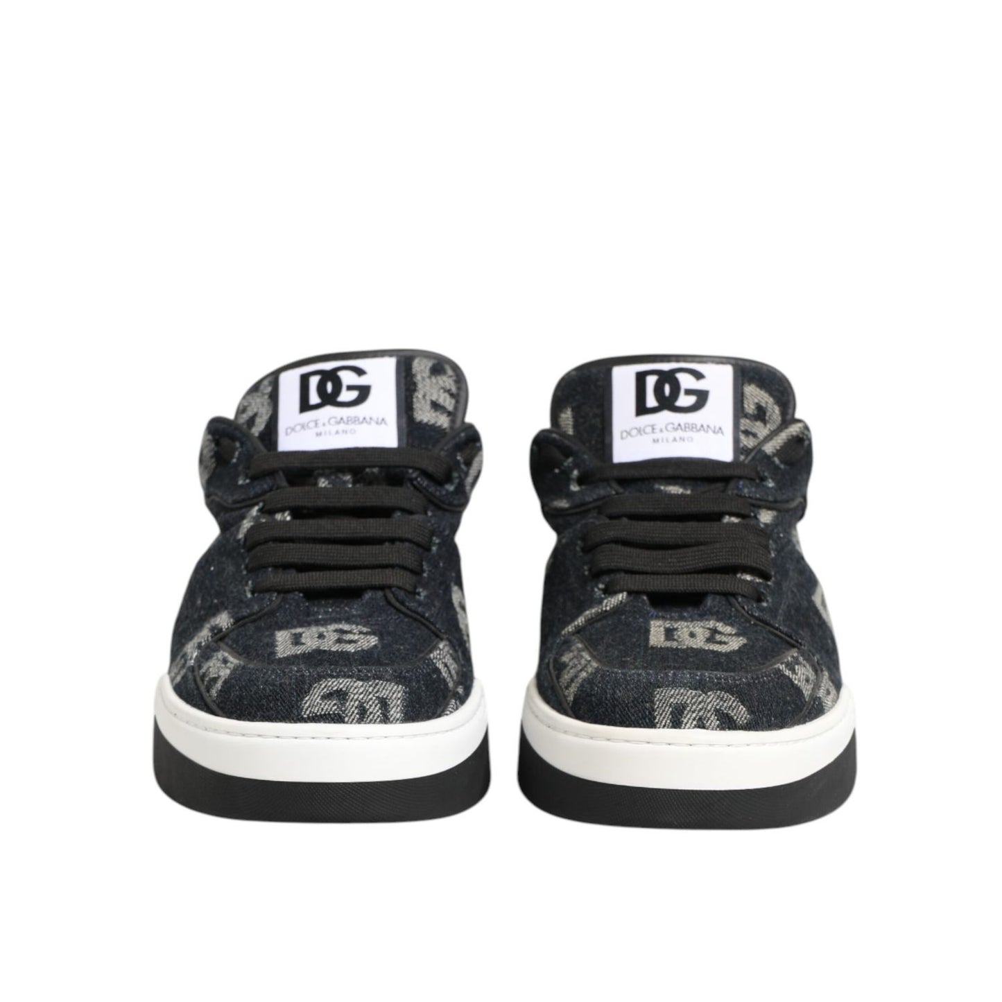 Dolce & Gabbana Blue Cotton Denim Logo Low Top Sneakers Shoes Dolce & Gabbana