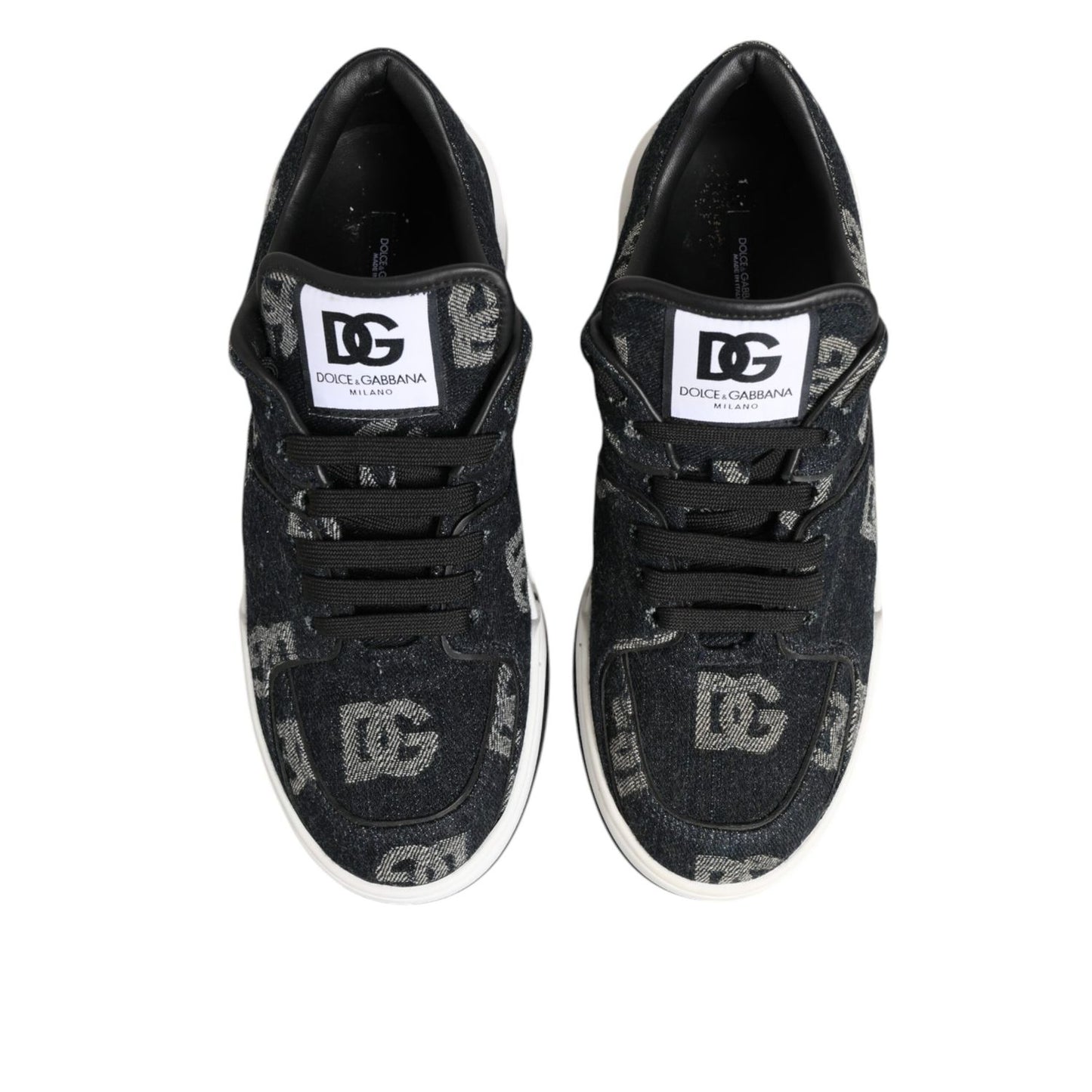 Dolce & Gabbana Blue Cotton Denim Logo Low Top Sneakers Shoes Dolce & Gabbana