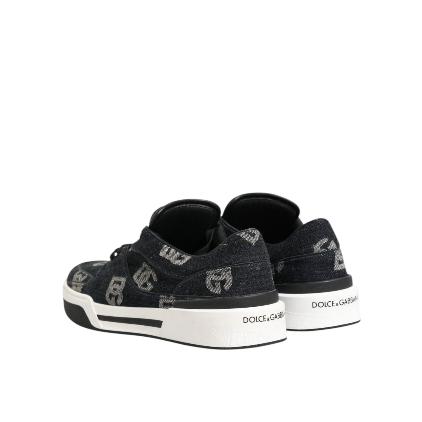 Dolce & Gabbana Blue Cotton Denim Logo Low Top Sneakers Shoes Dolce & Gabbana
