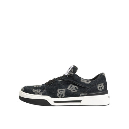 Dolce & Gabbana Blue Cotton Denim Logo Low Top Sneakers Shoes Dolce & Gabbana
