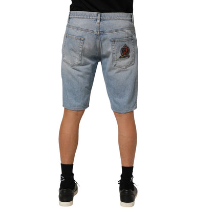 Dolce & Gabbana Blue Cotton Distressed Denim Bermuda Shorts Dolce & Gabbana