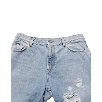Dolce & Gabbana Blue Cotton Distressed Denim Bermuda Shorts Dolce & Gabbana