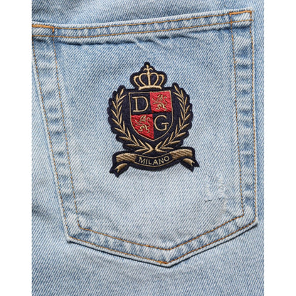 Dolce & Gabbana Blue Cotton Distressed Denim Bermuda Shorts Dolce & Gabbana