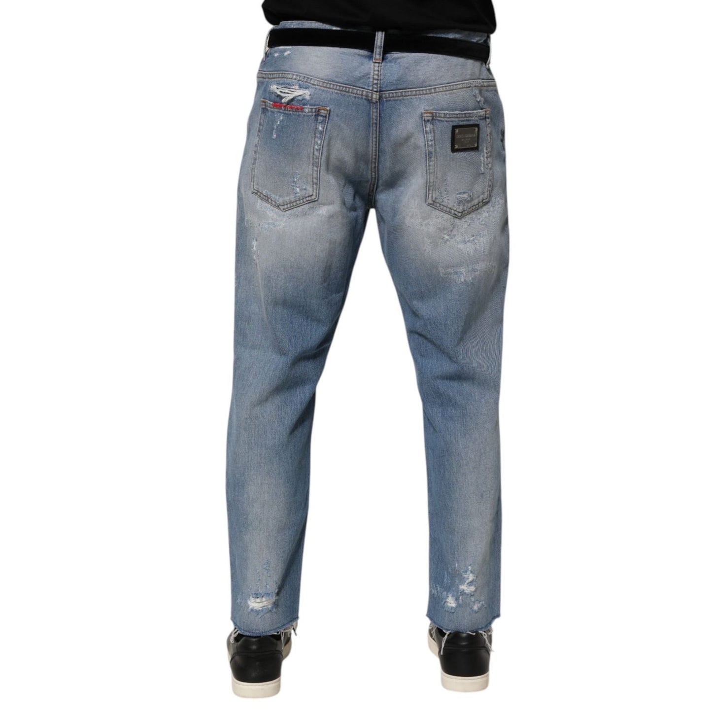 Dolce & Gabbana Blue Distressed Ripped Denim Pants Jeans