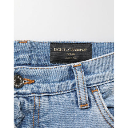 Dolce & Gabbana Blue Distressed Ripped Denim Pants Jeans