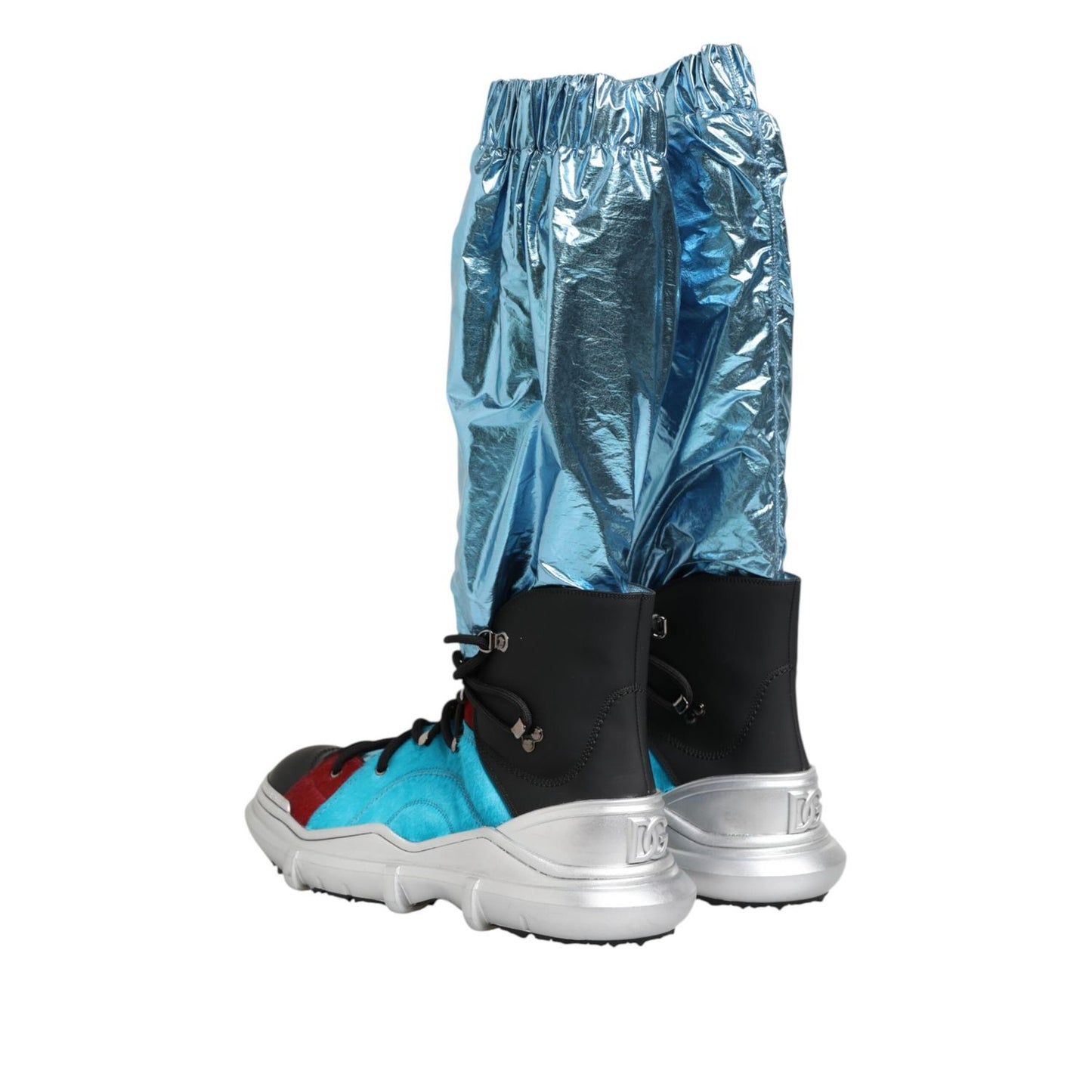 Dolce & Gabbana Blue Lace Up Over The Knee Socks Men Boots Shoes