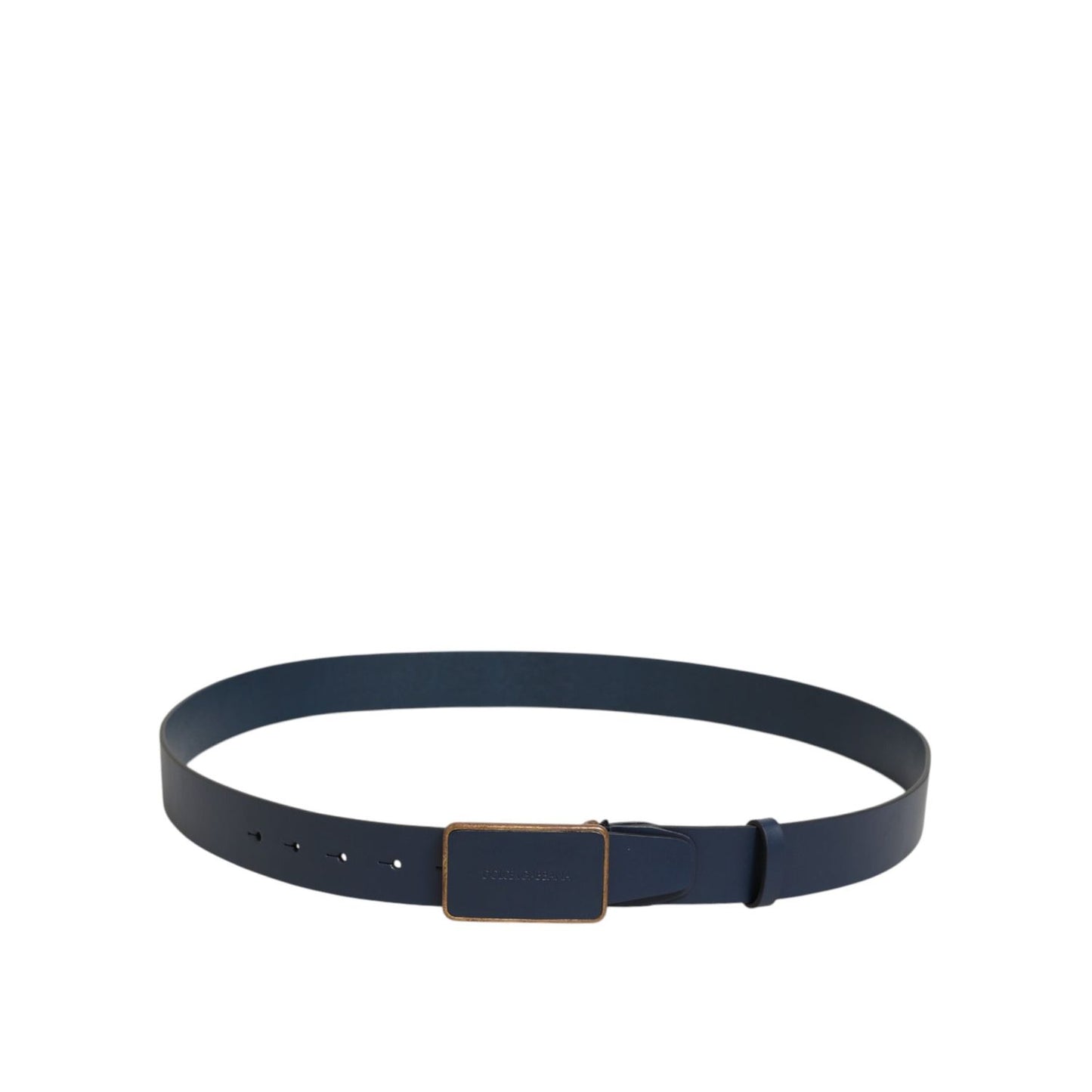 Dolce & Gabbana Blue Leather Classic Metal Logo Buckle Belt Dolce & Gabbana