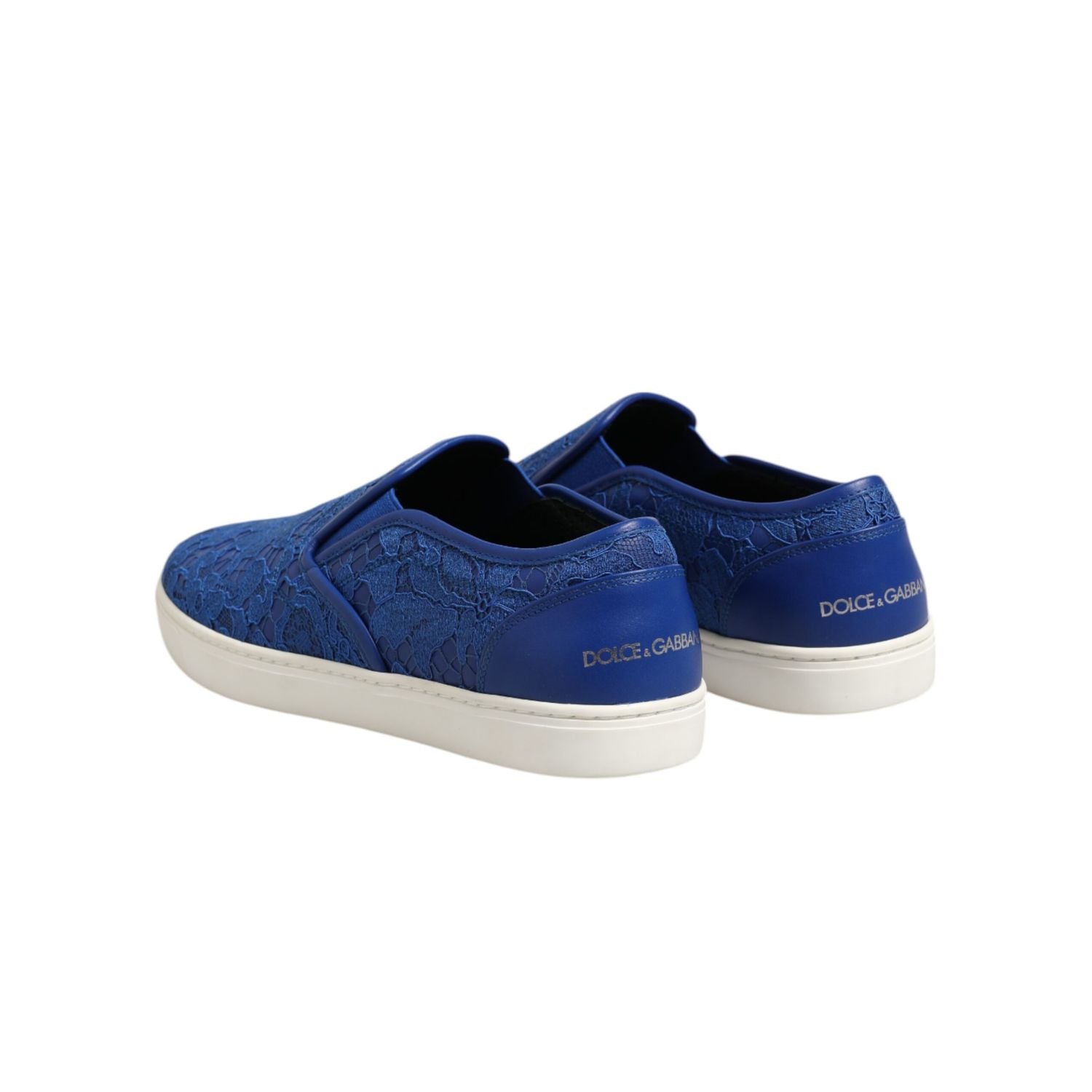 Dolce & Gabbana Blue Leather Lace Slip On Sneaker Shoes