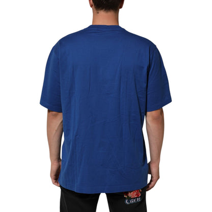 Dolce & Gabbana Blue Logo Print Cotton Crew Neck Men T-shirt