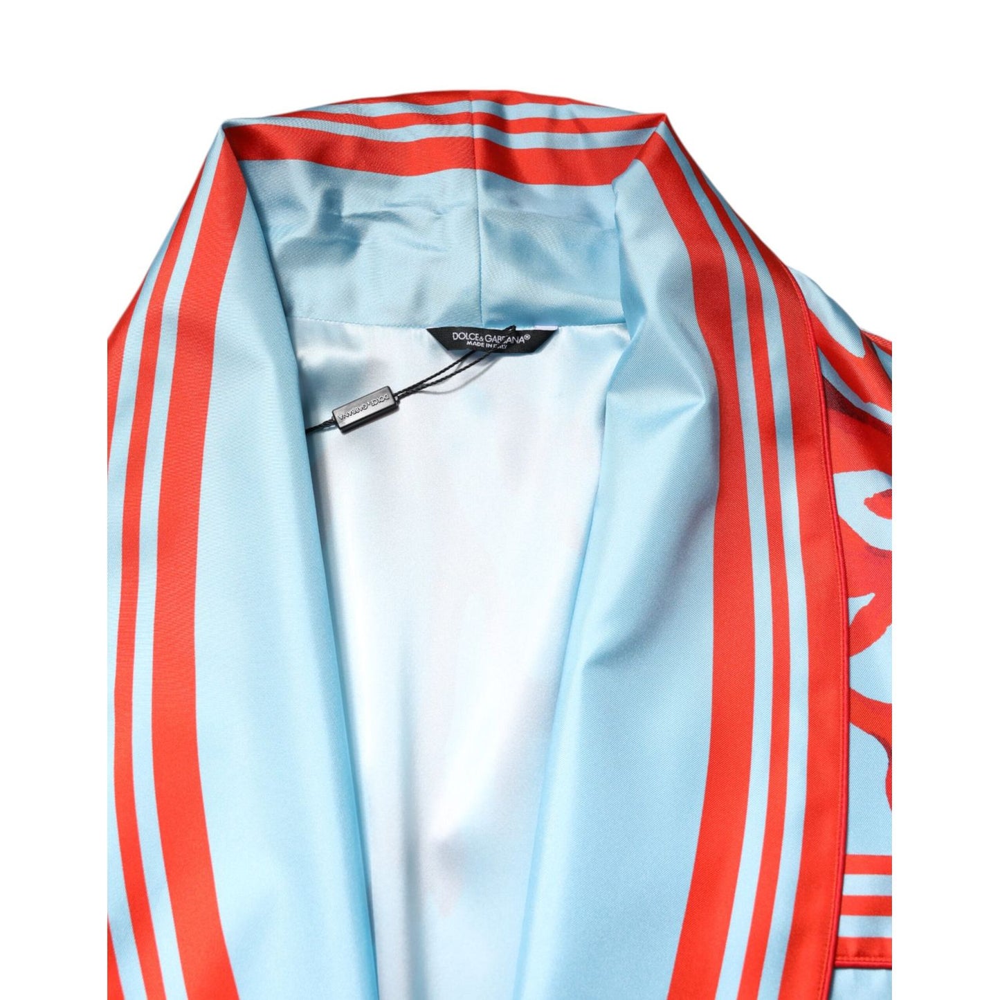 Dolce & Gabbana Blue Red Coral Print Wrap Robe Coat Jacket Dolce & Gabbana