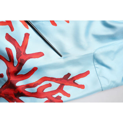 Dolce & Gabbana Blue Red Coral Print Wrap Robe Coat Jacket Dolce & Gabbana