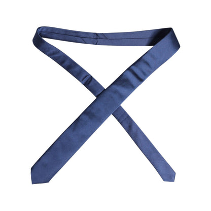 Dolce & Gabbana Blue Solid Silk Adjustable Necktie Tie