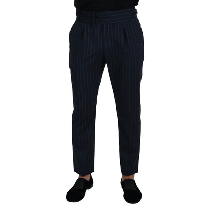 Dolce & Gabbana Blue Striped Men Formal Pants Dolce & Gabbana