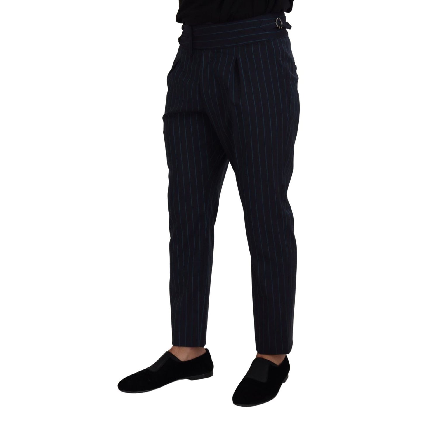 Dolce & Gabbana Blue Striped Men Formal Pants Dolce & Gabbana