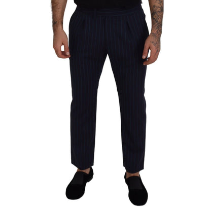 Dolce & Gabbana Blue Striped Men Formal Pants Dolce & Gabbana