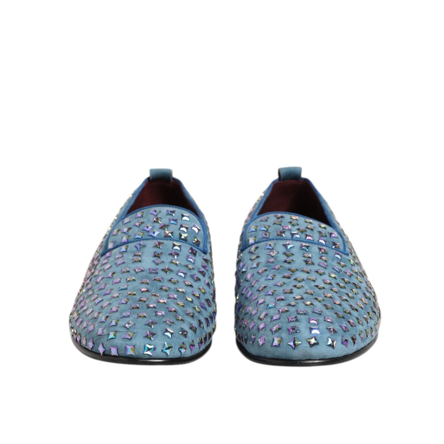 Dolce & Gabbana Blue Suede Studded Dress Men Loafers Shoes Dolce & Gabbana