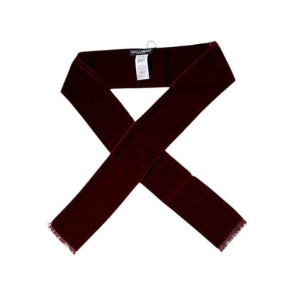 Dolce & Gabbana Bordeaux Cotton Silk Fringe Shawl Wrap Scarf