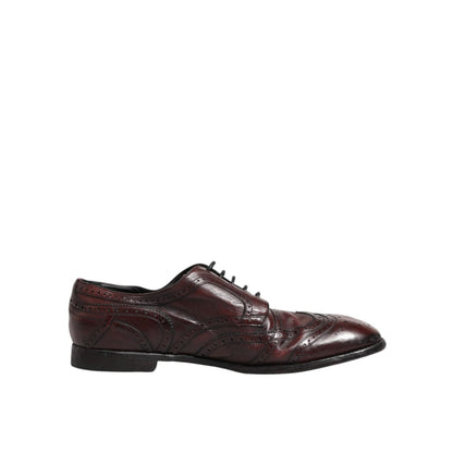 Dolce & Gabbana Bordeaux Leather Lace Up Dress Derby Shoes Dolce & Gabbana