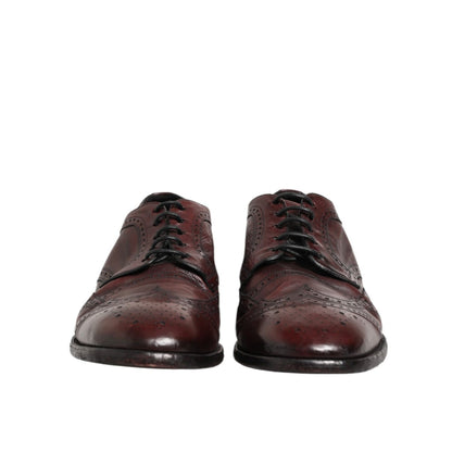 Dolce & Gabbana Bordeaux Leather Lace Up Dress Derby Shoes Dolce & Gabbana