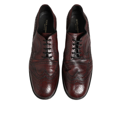 Dolce & Gabbana Bordeaux Leather Lace Up Dress Derby Shoes Dolce & Gabbana